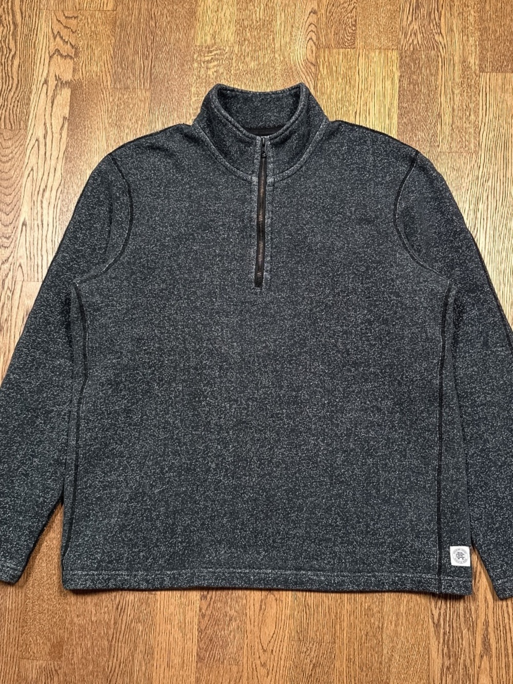 Reigning Champ Tiger Fleece Gray 1/4 Zip Made in Canada Sweatshirt Mens Large
